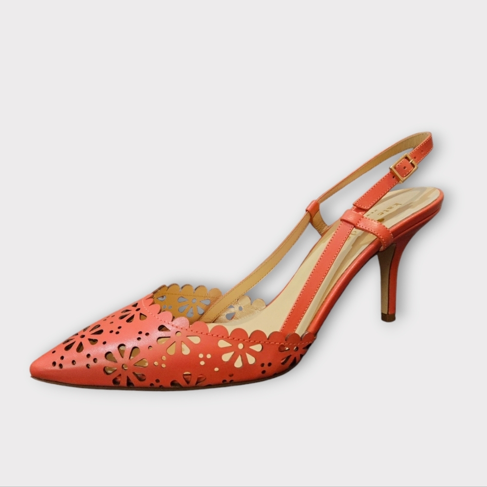 Kate Spade Coral Floral Cutout Heels